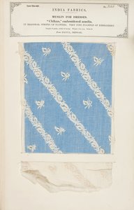 Échantillon de mousseline brodée Chikan de Dacca au Bengale, de The Collection of the Textile Manufacturers of India, par John Forbes Watson, publié en 1866 - Indian School