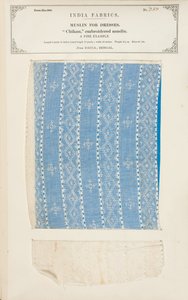 Échantillon de mousseline brodée Chikan de Dacca au Bengale, de The Collection of the Textile Manufacturers of India, par John Forbes Watson, publié en 1866 - Indian School