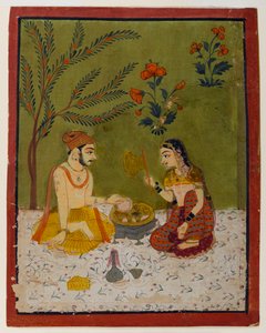 Couple assis sous un arbre, c.1700 - Indian School