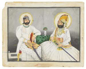 Double portrait de Jaswant Singhji et Takhat Singh, Jodhpur - Indian School