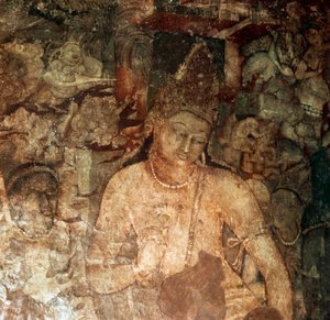 Épisode de la vie de Bouddha peinture dans la grotte 1 - Indian School