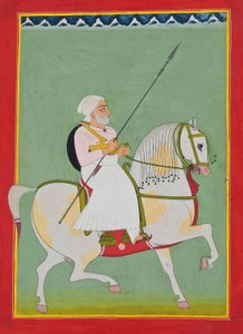 Portrait équestre de Durgadas Rathore, vers 1800 - Indian School
