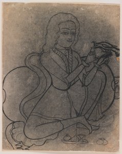 Jeune fille européenne nourrissant un perroquet, c.1780 - Indian School