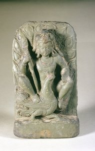 Figure de Skanda avec son paon, collines du Pendjab - Indian School