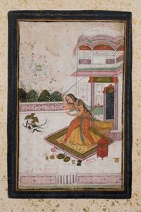 Fille poursuivant un chat - Indian School