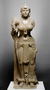 Déesse avec chasse-mouches, culture de Didarganj Patna, 300 avant J.-C. - Indian School