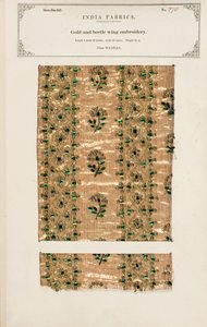 Échantillon de broderie en or et ailes de scarabée de Madras, de 