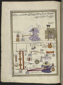 Fabricants de dentelles et de galons en or, 86 dessins reliés en un volume représentant des métiers et occupations au Cachemire, des artisans montrés au travail avec leurs outils et équipements, par un artiste du Cachemire, probablement à Srinagar, c.1850- - Indian School