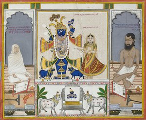 Illustration pour un manuscrit sur le culte de Srinathji, Rajasthan, début du 19ème siècle - Indian School