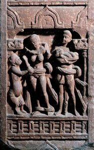 Sundarananda (Nanda) aidant Sundari à sa toilette. Période Kouchane - Indian School