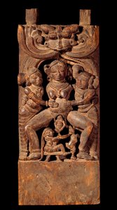 Art indien : représentation de Mahamai, déesse mère, donnant naissance - Indian School
