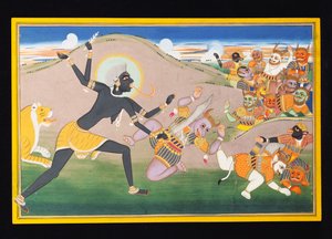 Kali tuant des démons, vers 1800-1820 - Indian School