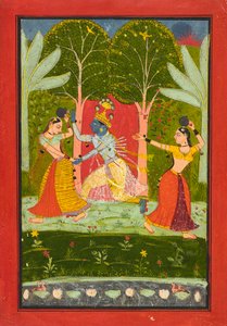 Krishna impose un péage aux gopis, c.1660 - Indian School
