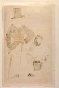 Le Mahant tourne la presse à huile en prison, Album Kalighat, c.1880 - Indian School