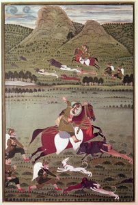 Maharana Jawan Singh (règne 1828-38) de Mewar chassant le sanglier, Udaipur - Indian School