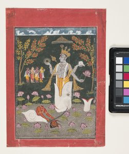 Matsya Avatar de Vishnu : Le meurtre de Sankh Asura - Indian School