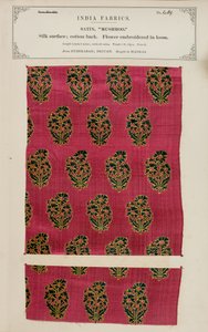 Échantillon de satin Mushroo de Hyderabad au Deccan, de The Collection of the Textile Manufacturers of India, par John Forbes Watson, publié en 1866