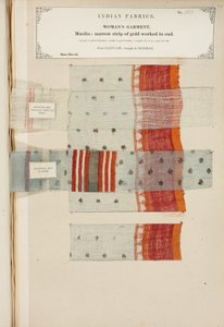 Échantillon de mousseline de Ganham, acheté à Madras, de The Collection of the Textile Manufacturers of India, par John Forbes Watson, publié en 1866 - Indian School