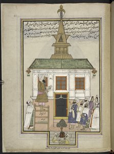 Prédicateur et fidèles à la mosquée en bois de Shah Hamadan, Srinagar, anciennement le sanctuaire de Mahakali Bhagwati - Indian School