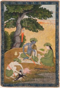 Rama, avec Sita et Lakshmana dans la forêt, du Ramayana, c.1790