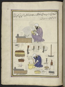 Selliers, 86 dessins reliés en un volume représentant des métiers et occupations au Cachemire, les artisans sont montrés au travail avec leurs outils et équipements, par un artiste du Cachemire, probablement à Srinagar, vers 1850-60 - Indian School