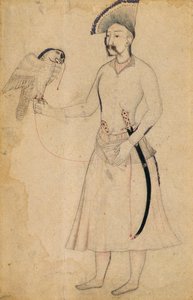 Shah Abbas Ier de Perse (1588-1629) tenant un faucon, d