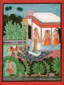 La fuite de Dhola et Maru, Bundi, c.1750 - Indian School
