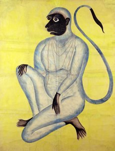 Le dieu singe Hanuman, Kalighat, Calcutta, c.1870 - Indian School
