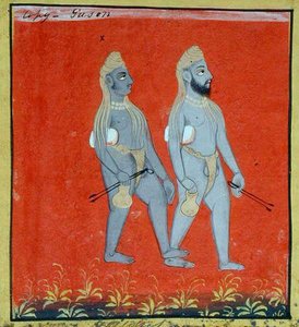 Deux Gosains, mendiants religieux, Udaipur, vers 1810-20 (détail) - Indian School