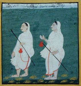 Deux ascètes jaïns aux cheveux emmêlés (jati) mendiants religieux, Udaipur, c.1810-20