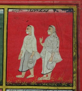 Deux dévots jaïns (dhondiya) mendiants religieux, Udaipur, c.1810-20 (détail)