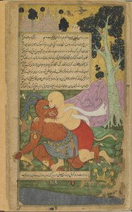 Vol.2 fol.220 Sugriva gagne sa liberté par la mutilation soudaine de Kumbhakarna - Indian School