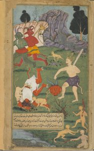 Hanuman décapite Trisiras - Indian School