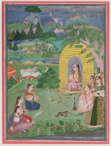 Yoginis (ascètes hindoues) dans un paysage, école de Bikaner, c.1680 - Indian School