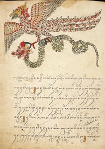 Une créature volante portant un serpent, illustration de 