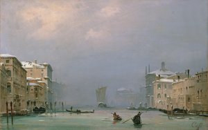 Grand Canal avec Neige et Glace, 1849 - Ippolito Caffi