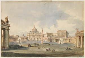 Vue de la place Saint-Pierre et de la basilique à Rome, c. 1846