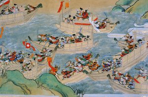 Rouleau de la bataille de Dannoura où le clan Heike combat le clan Genji, 2005