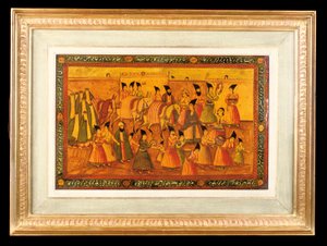 Un des deux panneaux peints, Qajar Iran, 1850-75