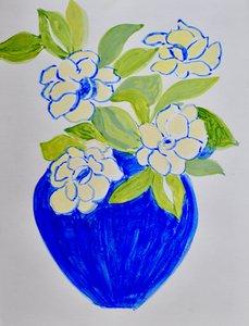 Vase à fleurs bleu vif