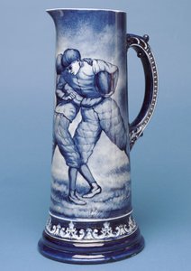 Grande cruche Belleek avec scène de rugby (céramique) - Irish School
