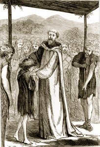 Saint Columba bénit un garçon sauvage, de The Trias Thaumaturga, ou Trois Saints Thaumaturges d
