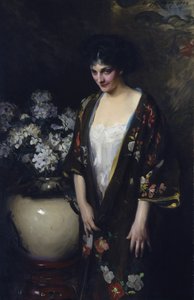 Kimono brun (Portrait de Kathryn Beta la Forque) - Irving R. Wiles