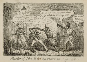 Meurtre de John Wood le batelier, juillet 1833 (gravure) - Isaac (after) Cruikshank