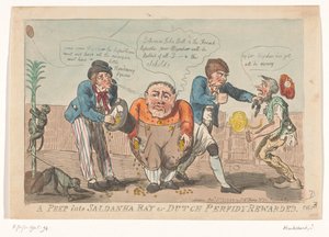 Caricature de la capitulation de la flotte batave dans la baie de Saldanha, 1796 - Isaac Cruikshank