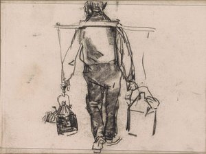 Homme avec un joug, vu de dos - Isaac Israels