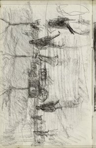 Figures marchant et un carrosse