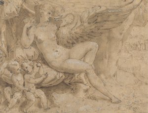 Léda et le cygne - Isaac Oliver