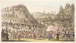 Eton Montem, et le mont, Salt Hill, de The English Spy, pub. 1824 - Isaac Robert Cruikshank