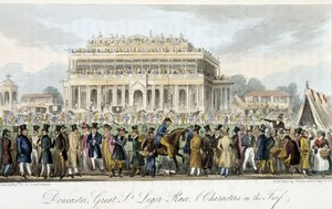 Le prix Saint Léger à Doncaster (les courses) - dans « The English Spy » par Charles Molloy Westmacott, ill. par Robert Cruikshank, Londres - Isaac Robert Cruikshank